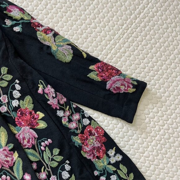 $585 NWT Johnny Was Embroidery Sequin Floral Blazer Size L Sweater Coat - Picture 9 of 14